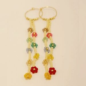 Anni Lu Petals Hoop Earrings - Cornhusk 14k Gold-plated New